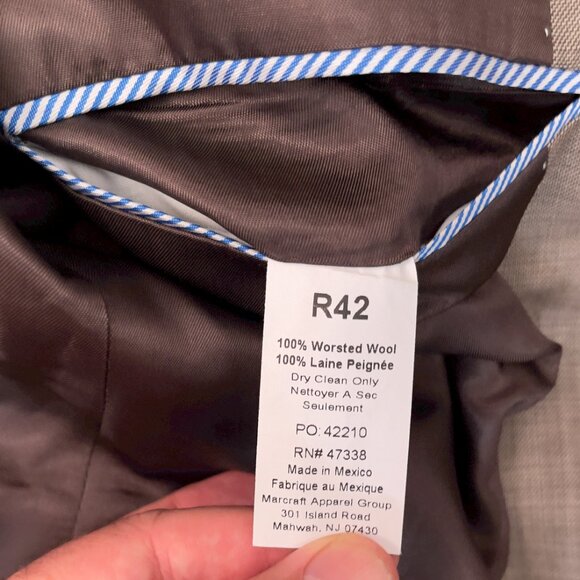 Tommy Hilfiger Mens Sport Coat 42R Solid Tan Wool Jacket Blazer - Picture 4 of 7